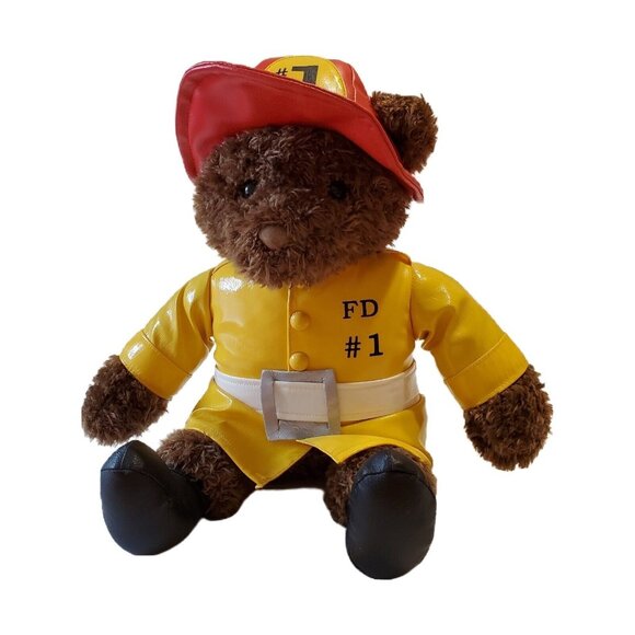 Fireman Teddybear Plush 16" American Heroes Gund Heads & Tales FD #1 Stuffed - Picture 2 of 11